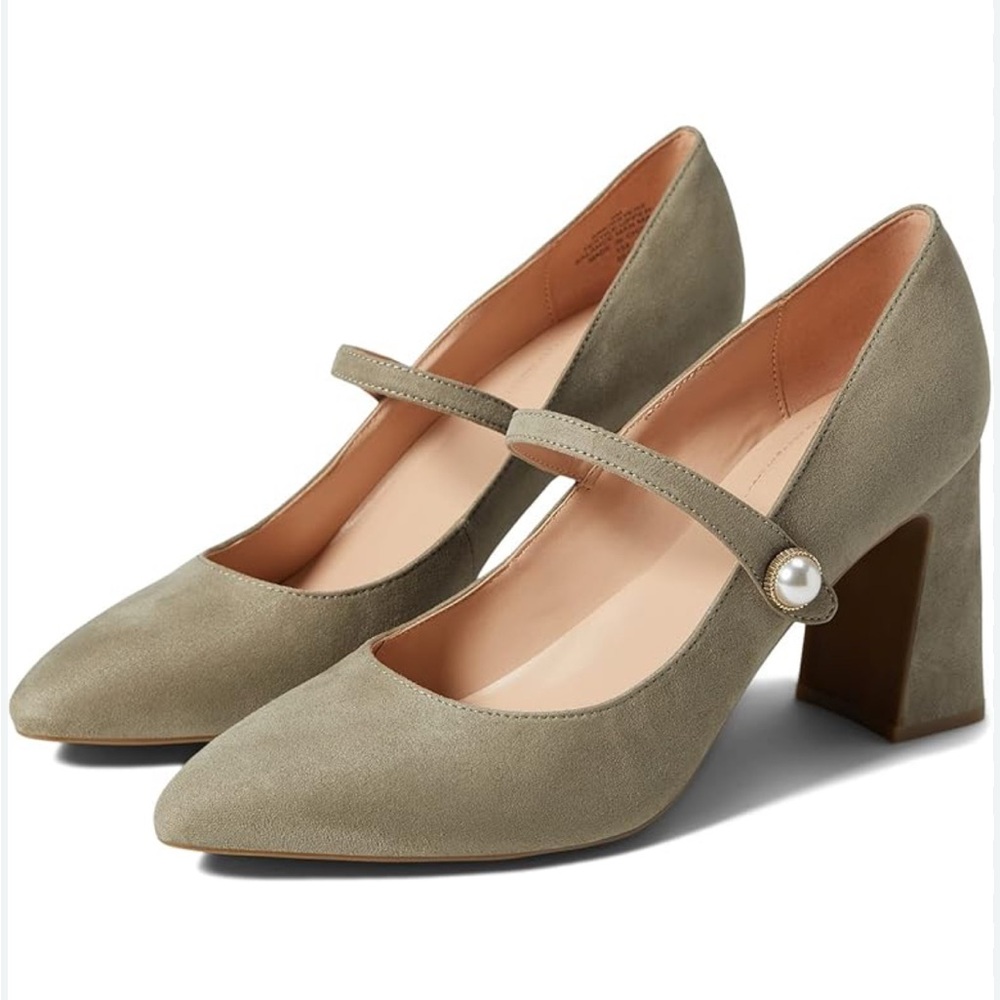 Bandolino Taupe Mary Jane Heels with Pearl Accent - Picture 2 of 7